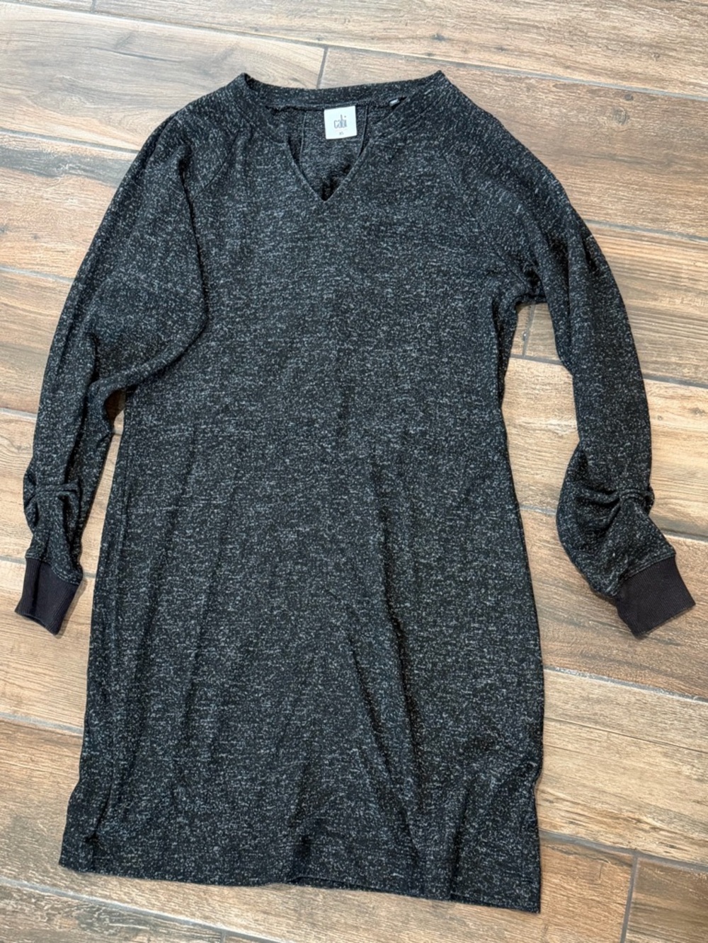 CAbi Heathered Charcoal V-Neck Sweater Dress